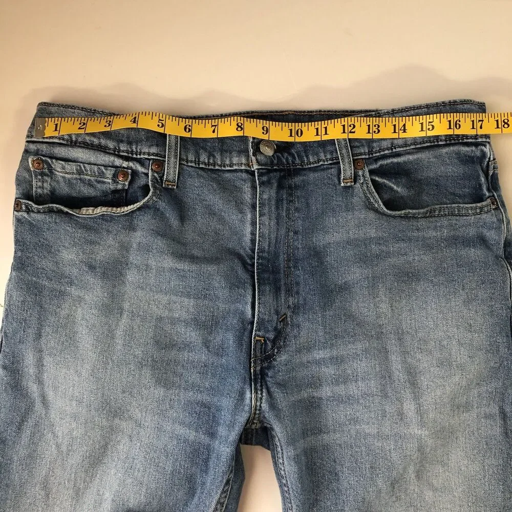 Levi’s 513 Slim Straight Jeans Mens 36x29 Medium Wash Blue Worn To Ride Stretch